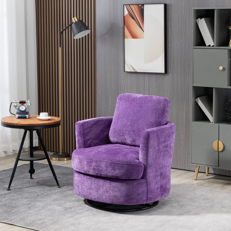 Swivel Barrel Armchair with Curved Silhouette