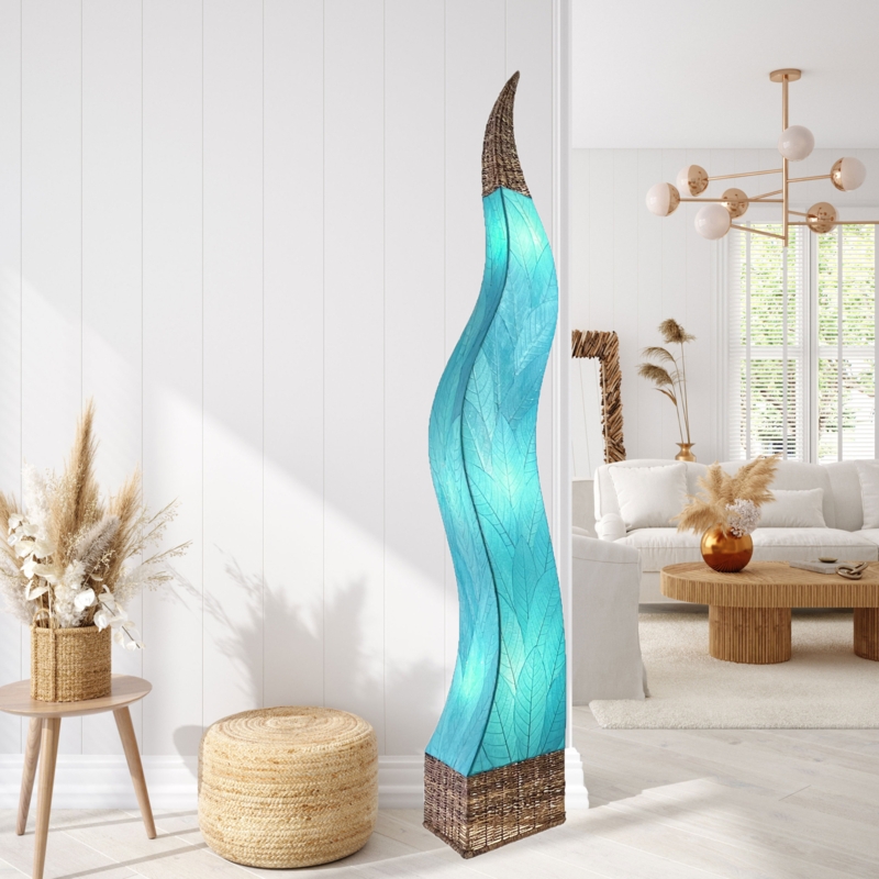 Giant Flame Lamp with Cocoa Leaves Shade