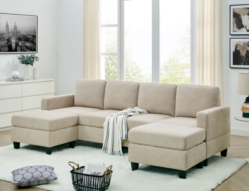 101" Wide Modular Sofa & Chaise with Ottoman