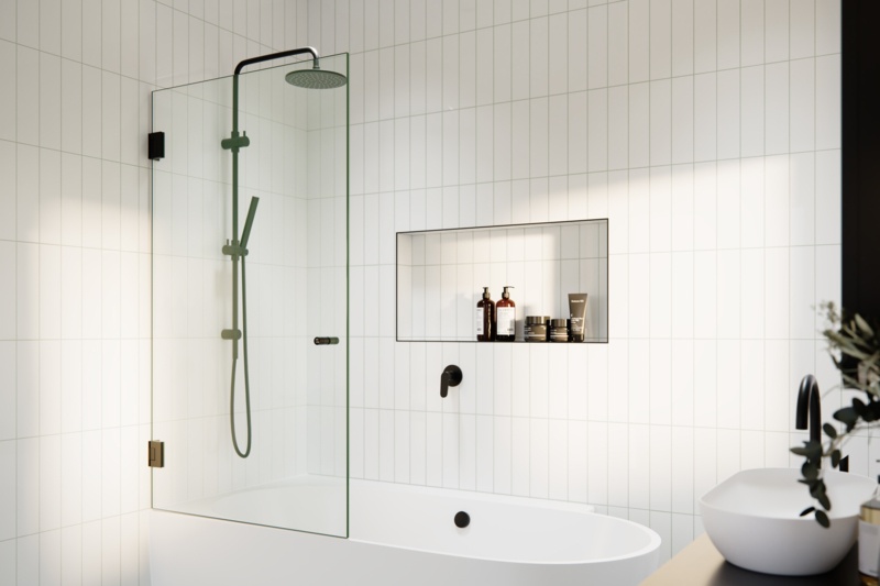 31.75" W x 58" H Hinged Frameless Shower Door
