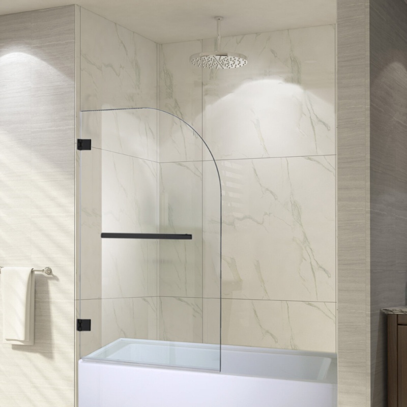 34'' W x 58'' H Hinged Frameless Tub Door with Clear Glass
