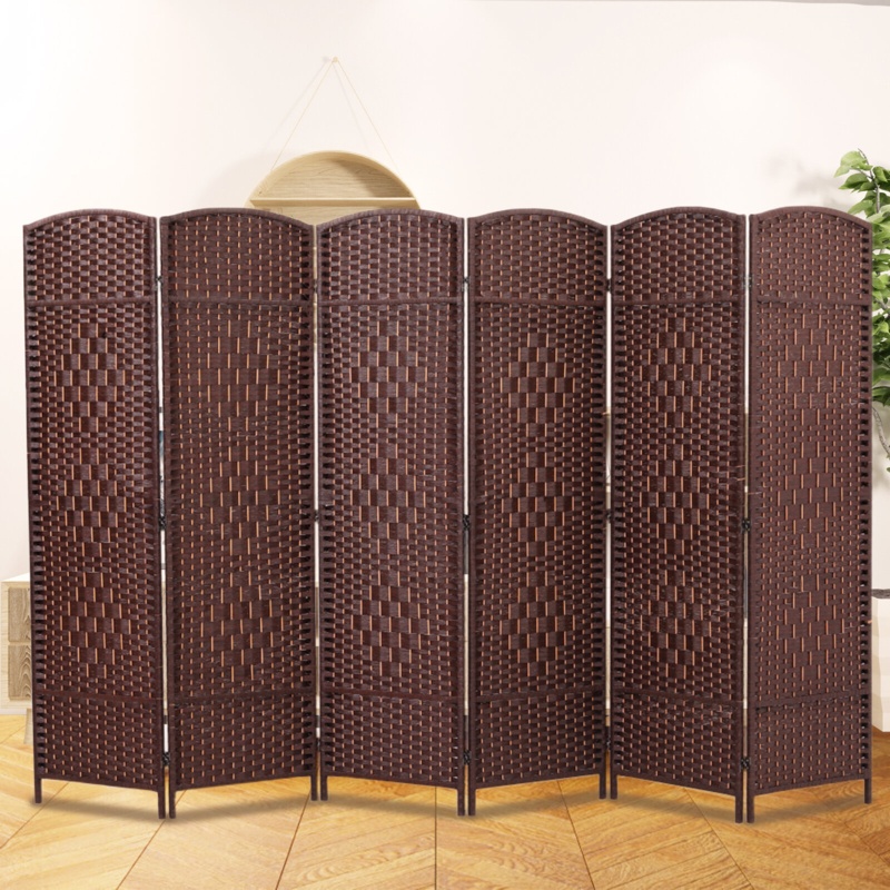 6 Panel Room Divider 6Ft Freestanding Double Hinged Folding Screen 19.5" Wide Room Dividers Woven