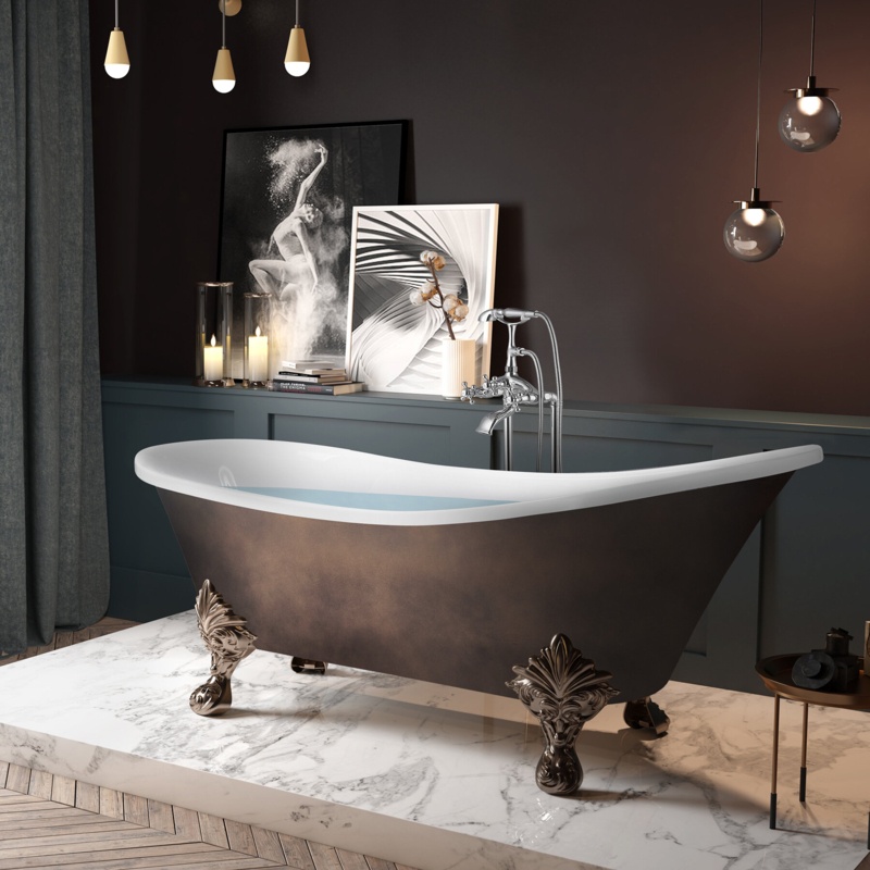 69" x 31" Clawfoot Soaking Fiberglass Bathtub