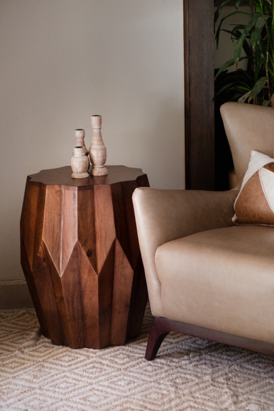 Azevedo Solid Wood Drum End Table