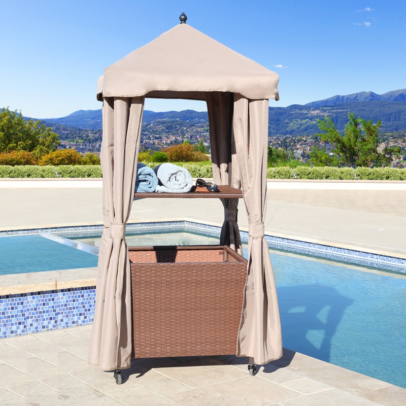 Barton 60 Gallons Water Resistant Wicker Towel Valet with Wheels in Dark Brown