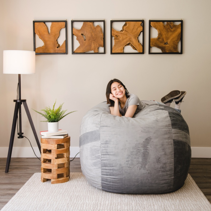 Big Joe Large 4 Foot Foam Filled Bean Bag Chair with Soft Removeable Cover