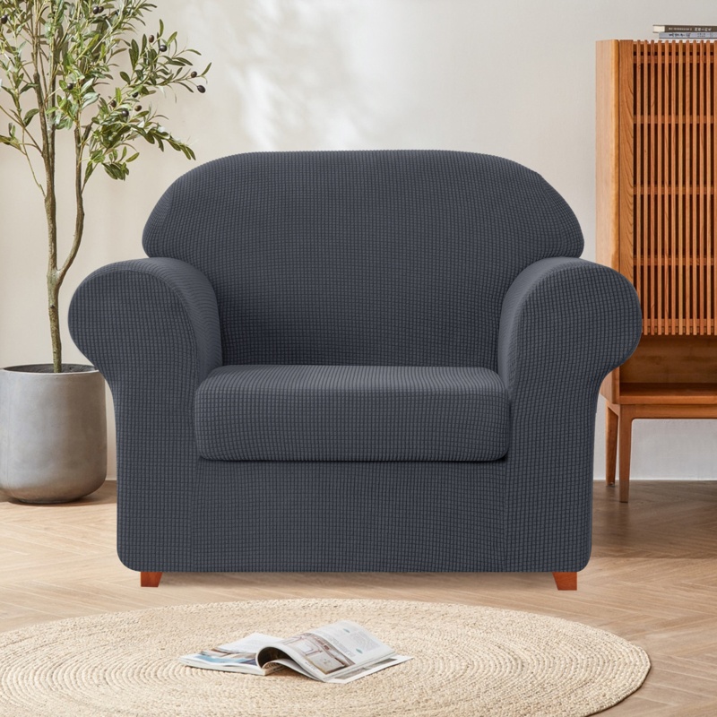 Billyjack Grid Stretchy Soft Box Cushion Armchair Slipcover