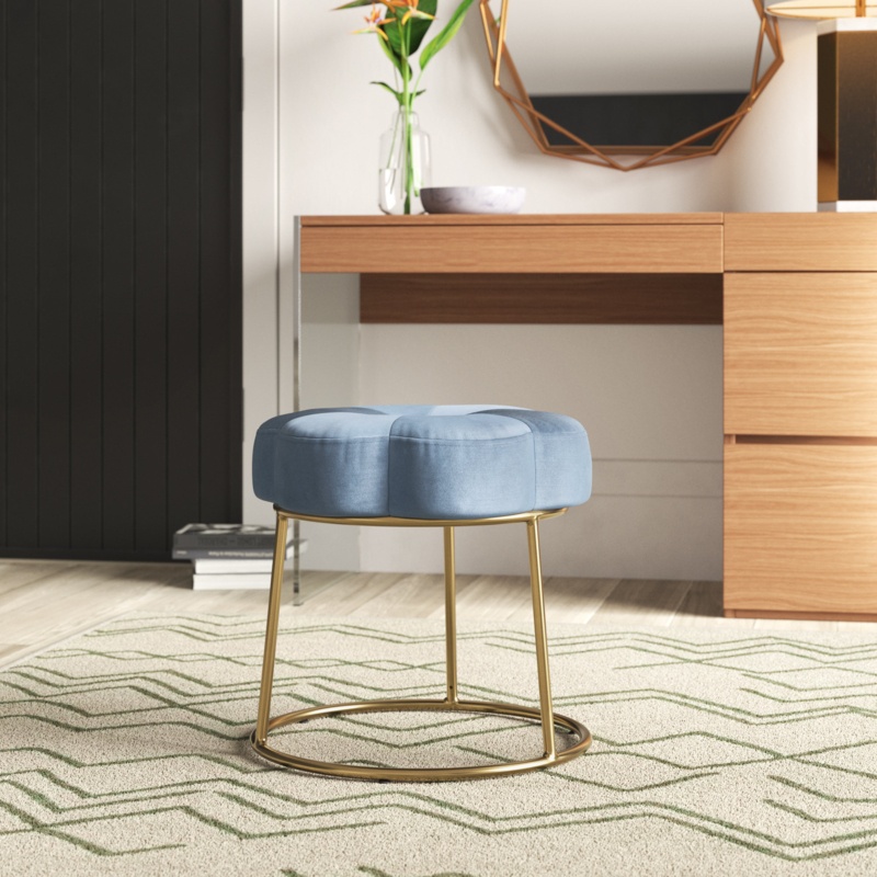 Bonview Flower Upholstered Velvet Metal Accent Stool