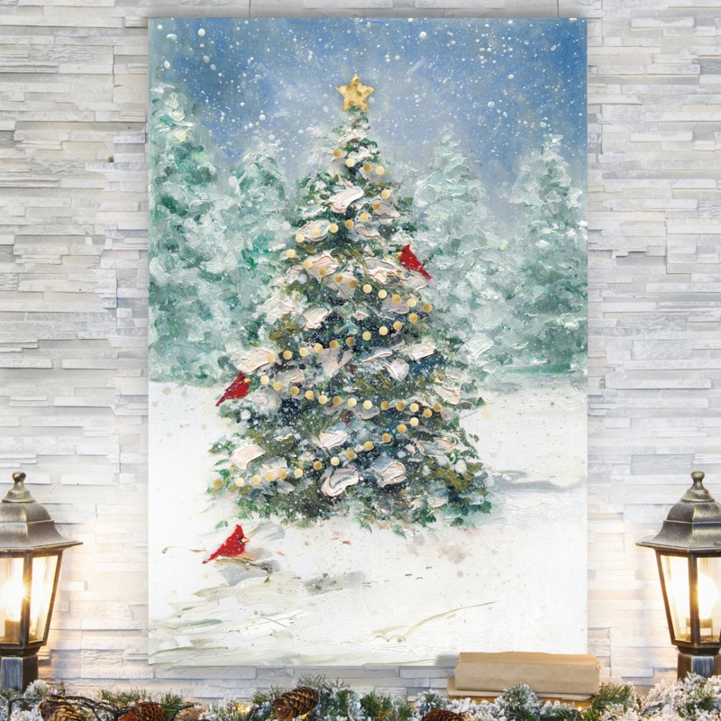 Cardinals And Christmas On Canvas Print
