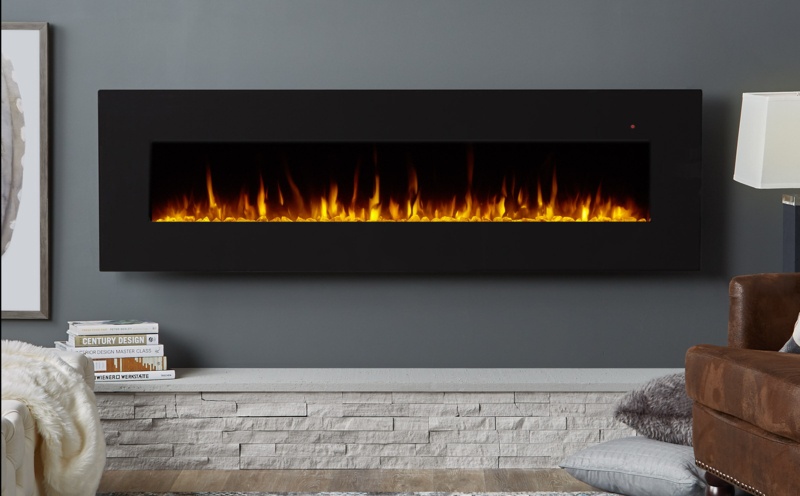 Corretto Wall Mounted Electric Fireplace in Black by Real Flame