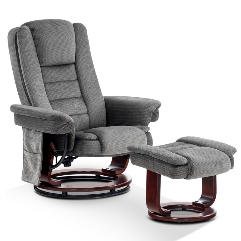 Destynie Upholstered Swivel Recliner with Ottoman