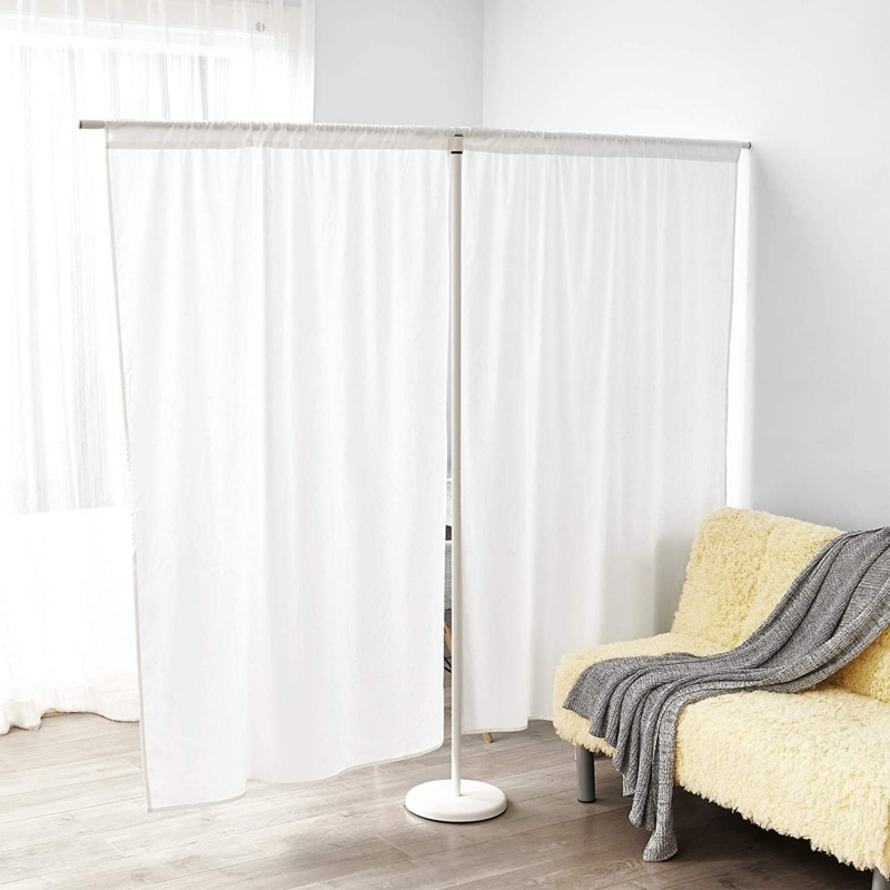 Don't Look At Me® - Instant Room Divider (T-Shaped) - White Frame With Black Privacy Fabric