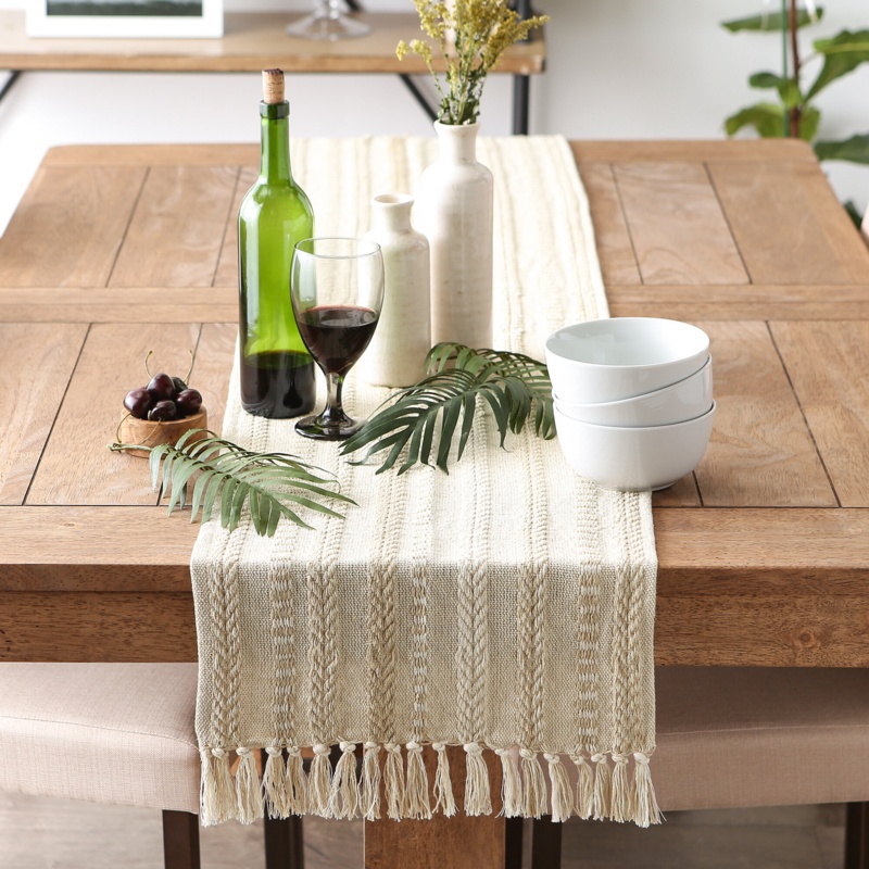 Elco Rectangle Striped Cotton Table Runner