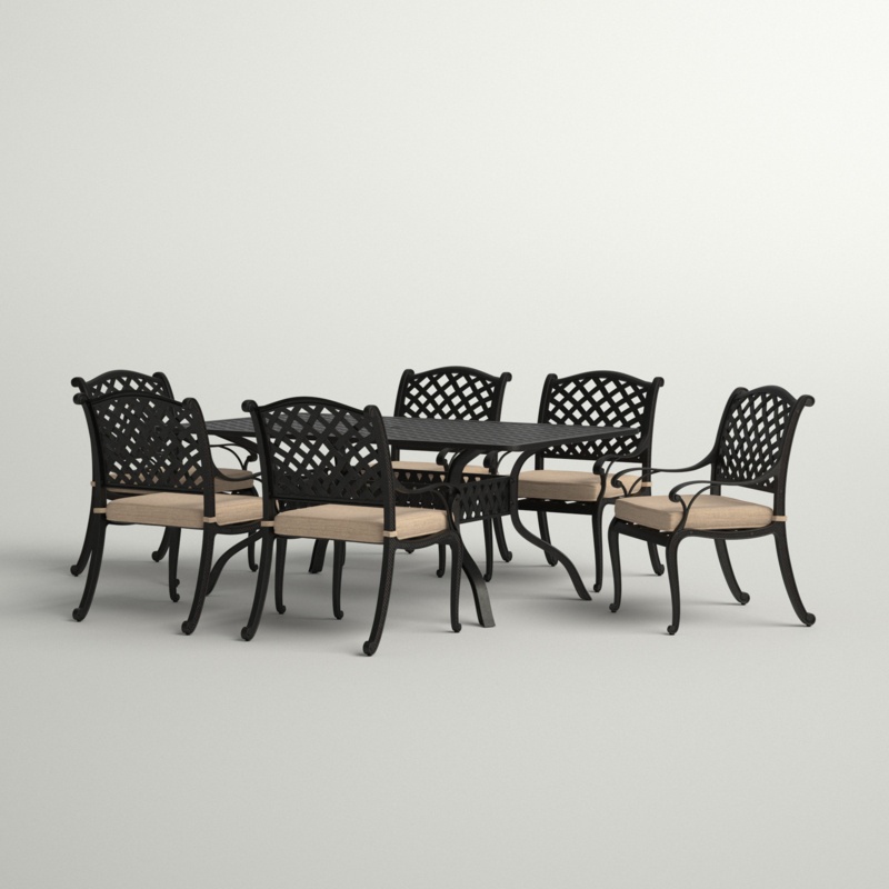 Frazee 7-Piece Patio Dining Set with Cushions and 42 x 72" Rectangular Dining Table