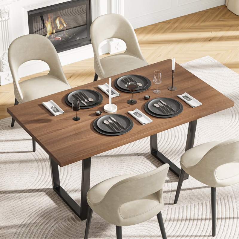 Gieselle 63" Rectangular Dining Table with Iron Metal Legs