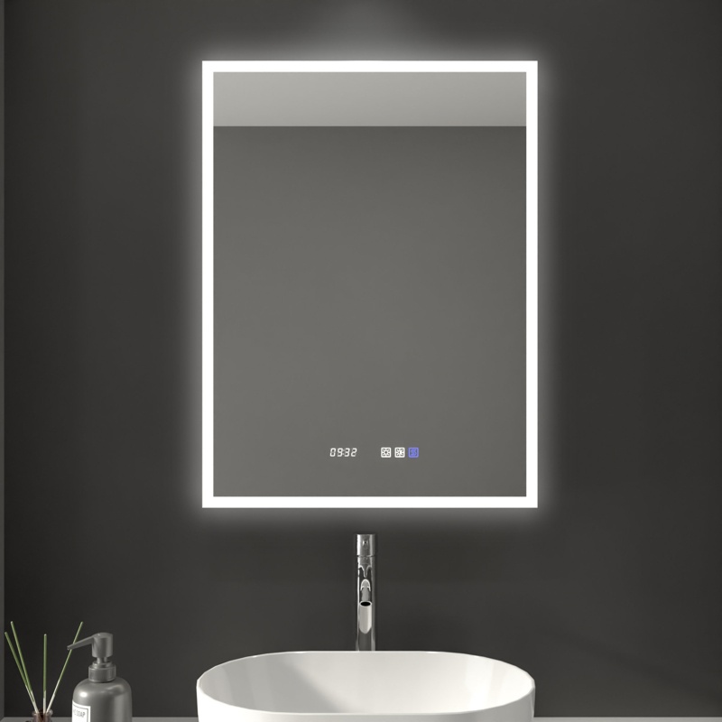 Gothar Surface Mount Frameless Medicine Cabinet with 3 Adjustable Shelves and LED Lighting