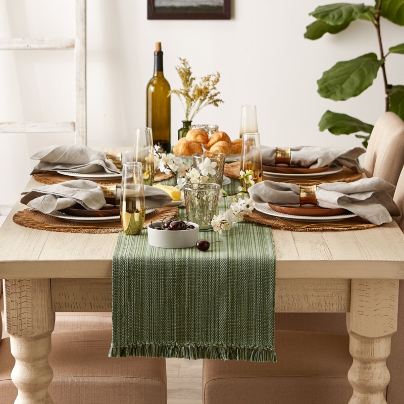 Hidetoshi Rectangle Striped Cotton Table Runner