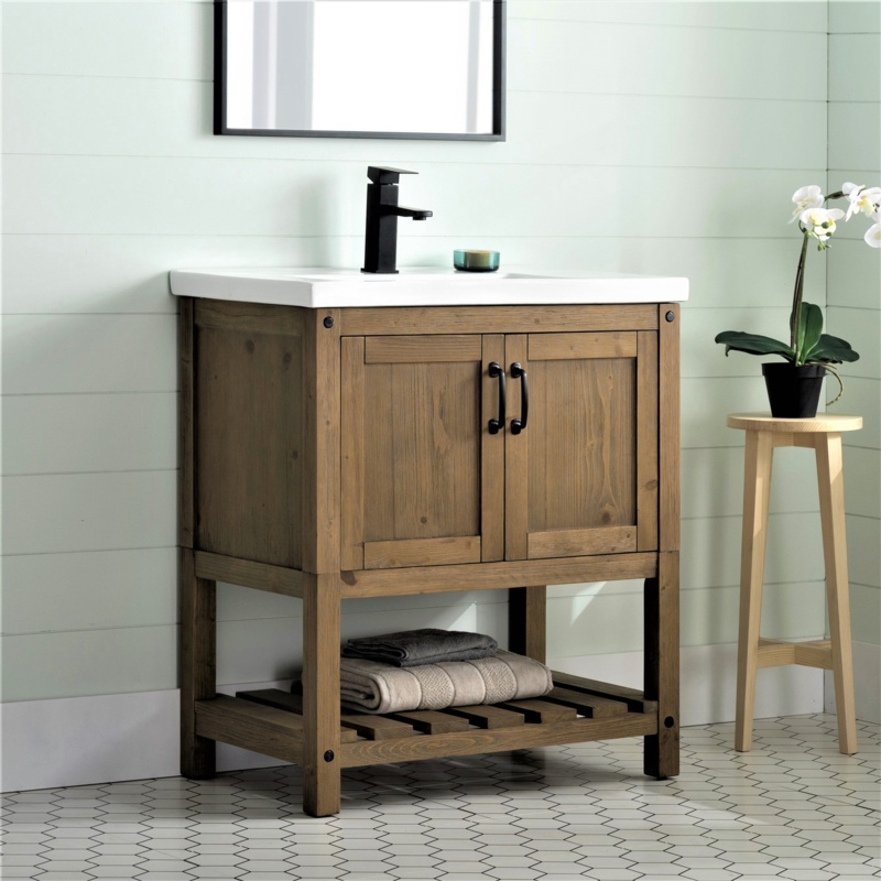 Hort 30'' Free Standing Single Bathroom Vanity with Ceramic Top
