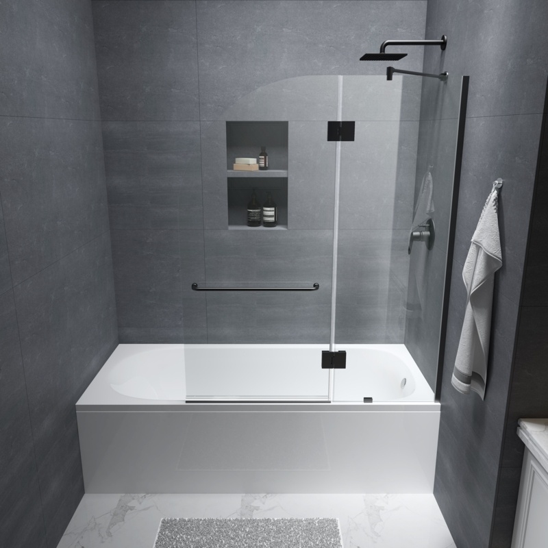 Julien 48'' W x 58'' H Frameless Tub Door with Clear Glass