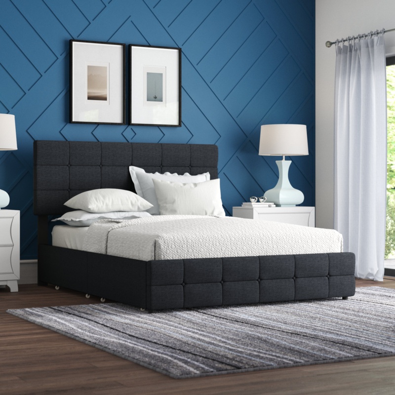 Kendal Tufted Upholstered Storage Platform Bed with Adjustable Headboard