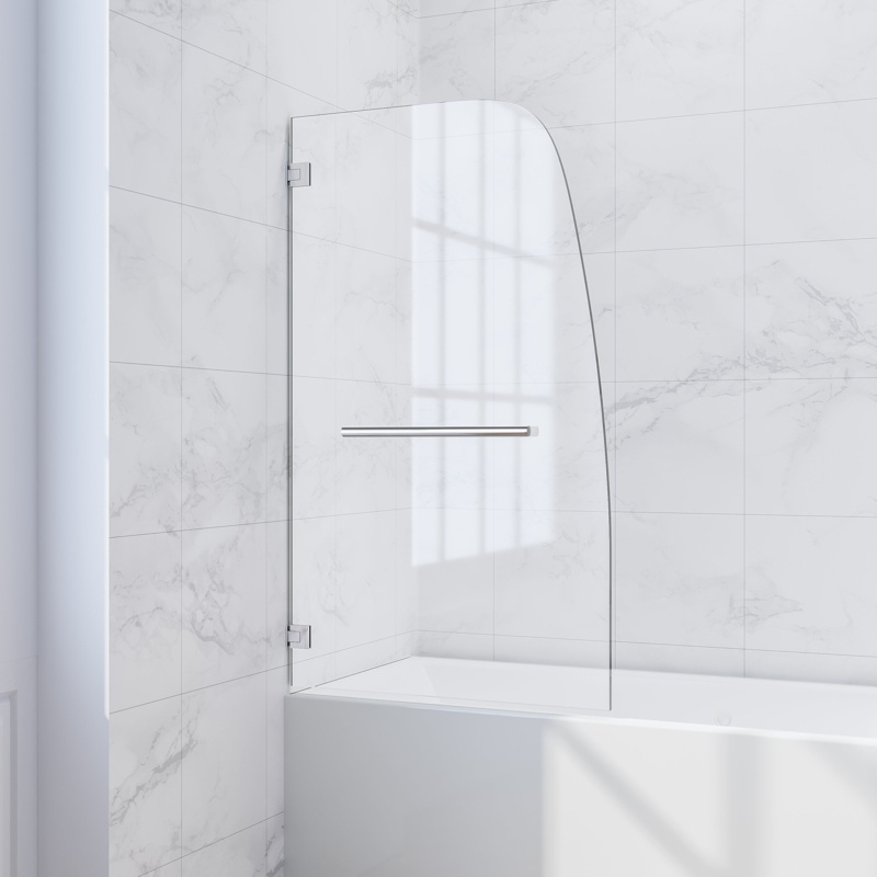 Menezes 34'' W x 58'' H Bypass Frameless Tub Door with Clear Glass