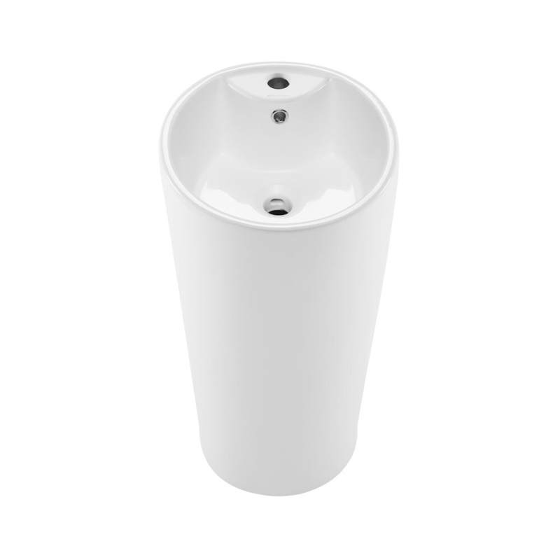 Monaco 33.44" Tall Ceramic Circular Pedestal Bathroom Sink with Overflow
