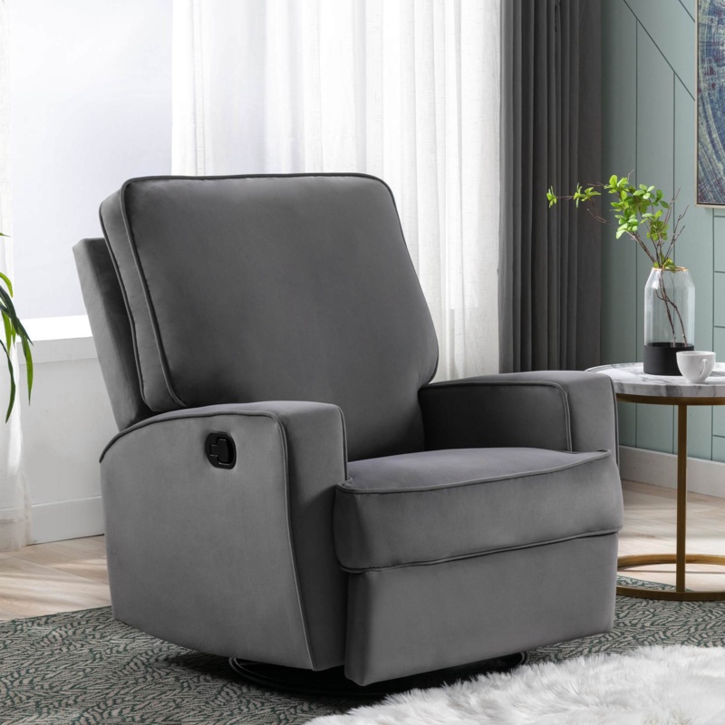 Nassi Upholstered Swivel Recliner Chair With Rocking Function