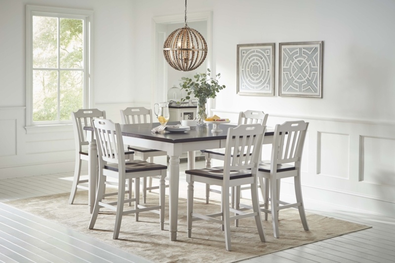 Olavo 7 - Piece Counter Height Extendable Rubberwood Solid Wood Dining Set