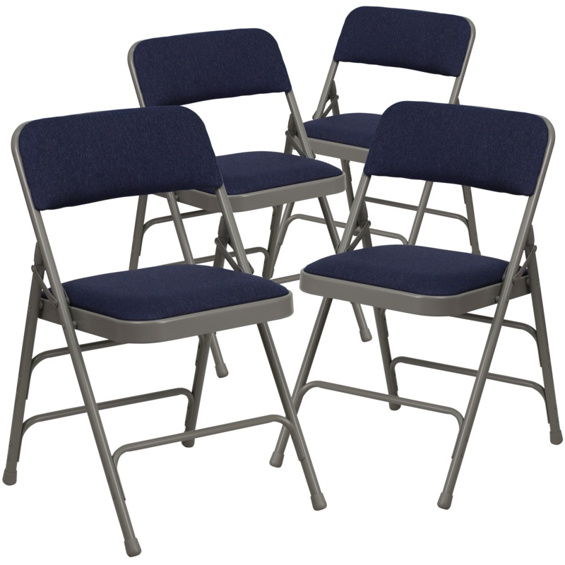 Oliverson Curved Triple Braced & Double Hinged Upholstered Metal Folding Chair