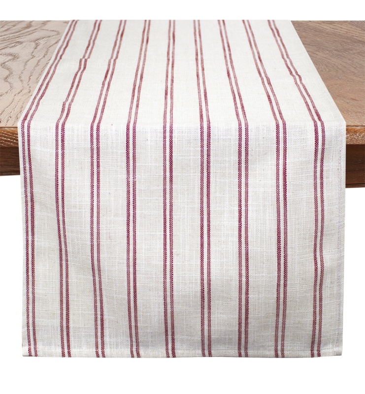 Oryon Rectangle Striped Linen;Polyester Table Runner