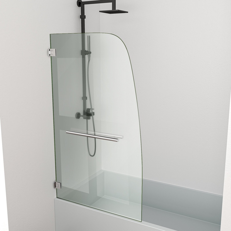 Paizlee 34'' W x 58'' H Frameless Tub Door with Clear Glass