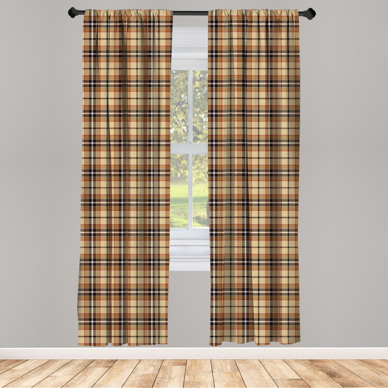 Plaid Semi-Sheer Rod Pocket Curtain Panels