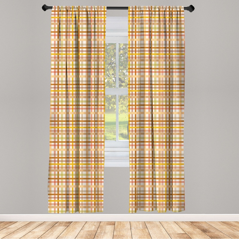 Plaid Semi-Sheer Rod Pocket Curtain Panels