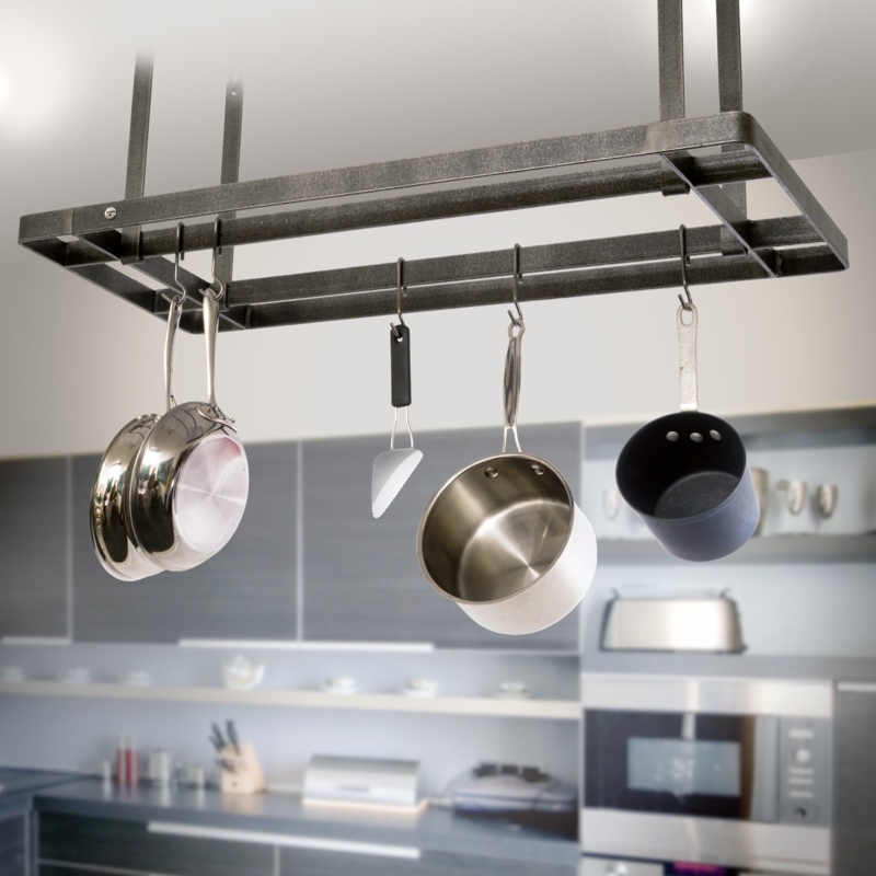 Premier Steel Handcrafted Rectangle Hanging Pot Rack