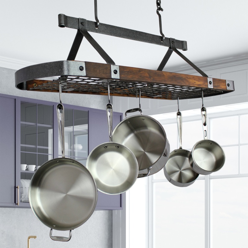 Signature Steel Handcrafted Oval Hanging Pot Rack