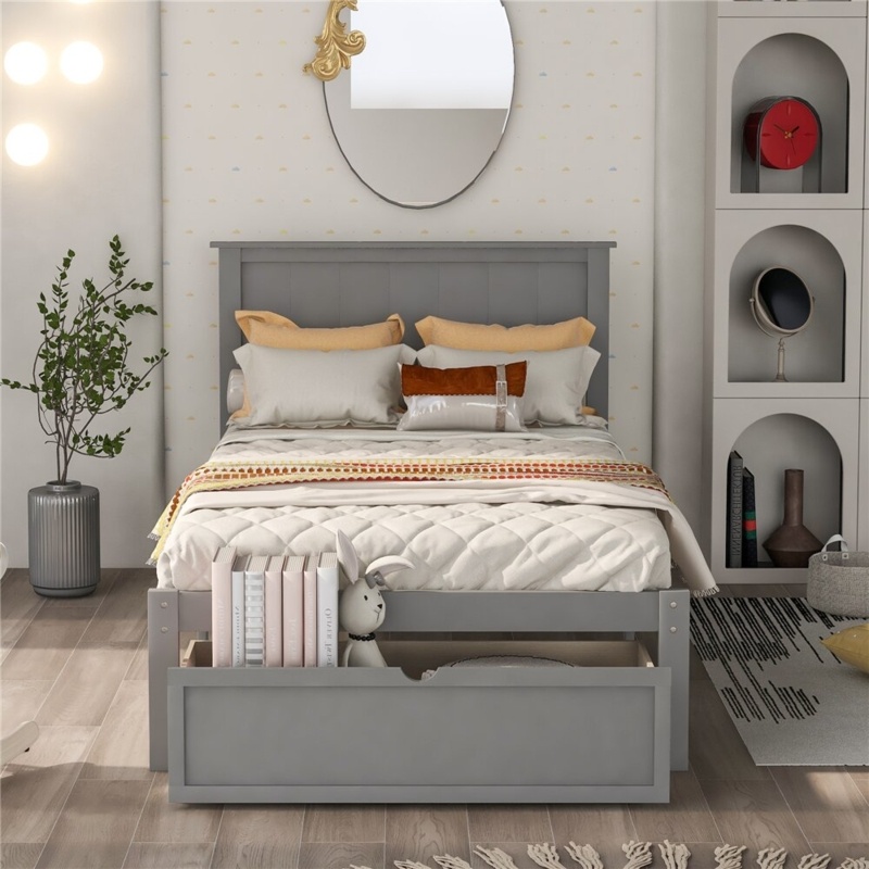 Solid Wood Platform Storage Bed