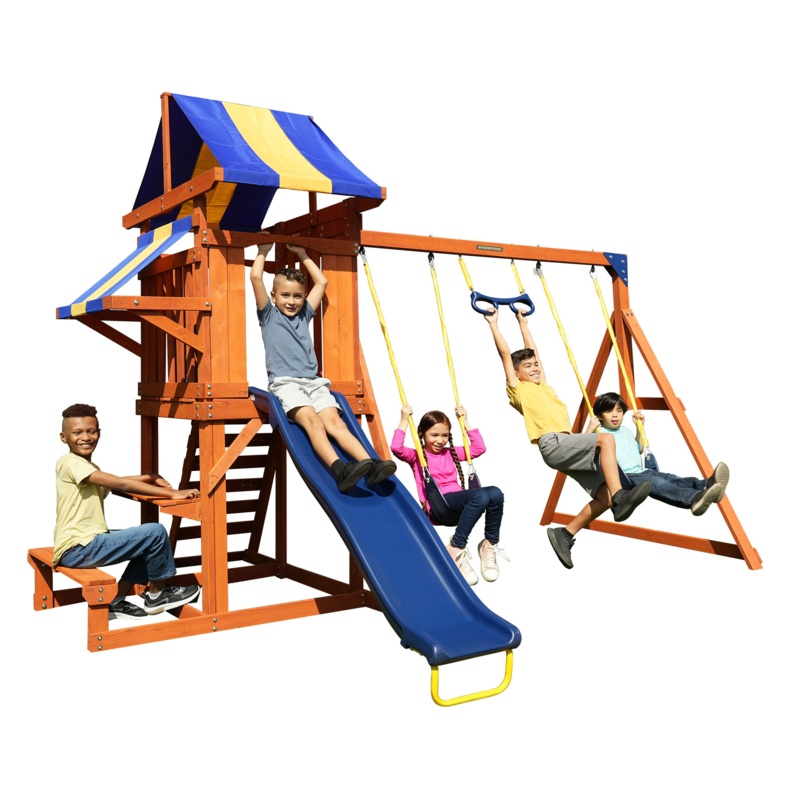 Sportspower Sunnyslope Wooden Swing Set with Lifetime Warranty on 6' Double Wall Slide