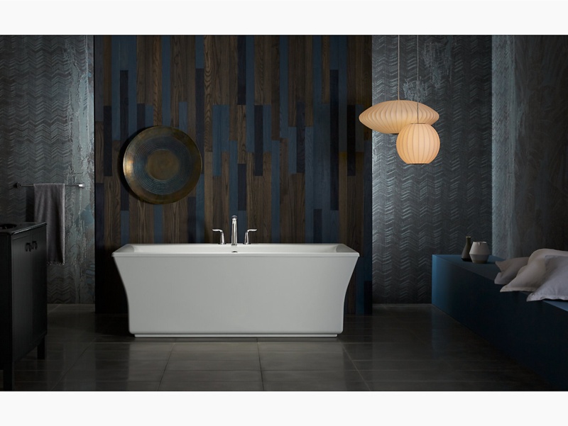 Stargaze® 72" x 36" Freestanding Soaking Bathtub with Fluted Shroud, 16" Depth