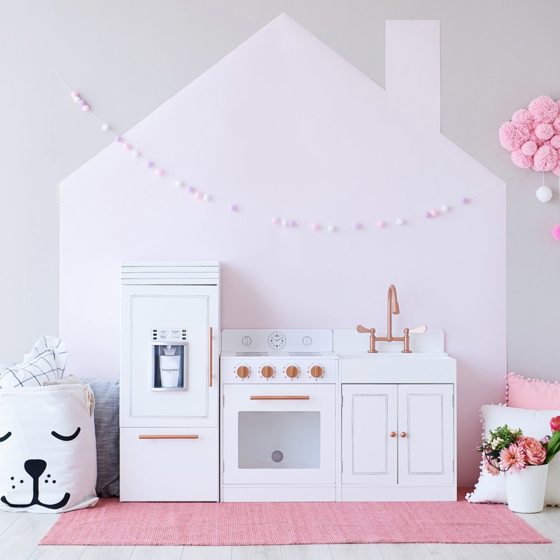 Teamson Kids Little Chef Paris Wood Play Kitchen, White/Rose Gold
