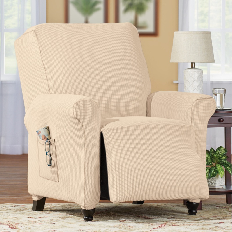 Textured Stretch Box Cushion Recliner Slipcover