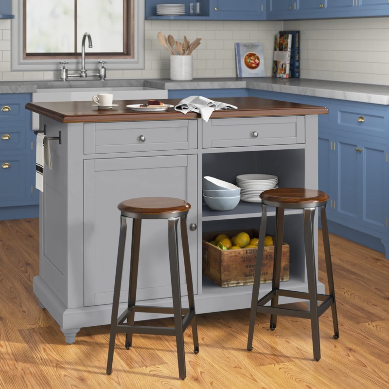Veldhoven 48'' Wide Kitchen Island with Stools
