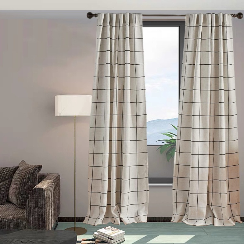 Windowpane Plaid Blackout Window Curtain, Living R Window Plaid Shading Curtain