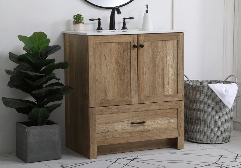 Yandry 30'' Free Standing Single Bathroom Vanity with Engineered Marble Top