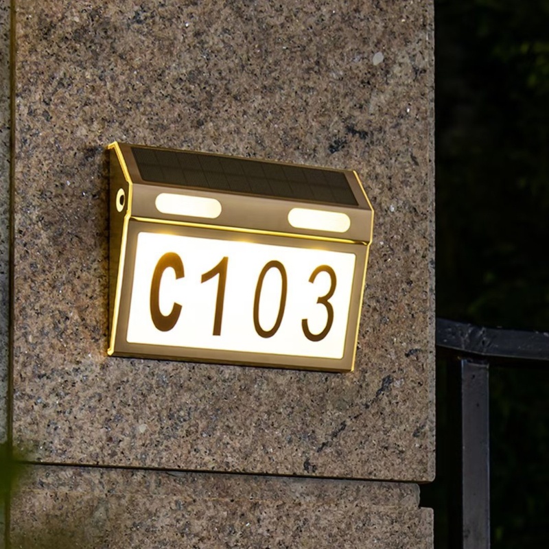 1-Line Address Plaque With Lighting Sola Wall Lights House Number for Outside