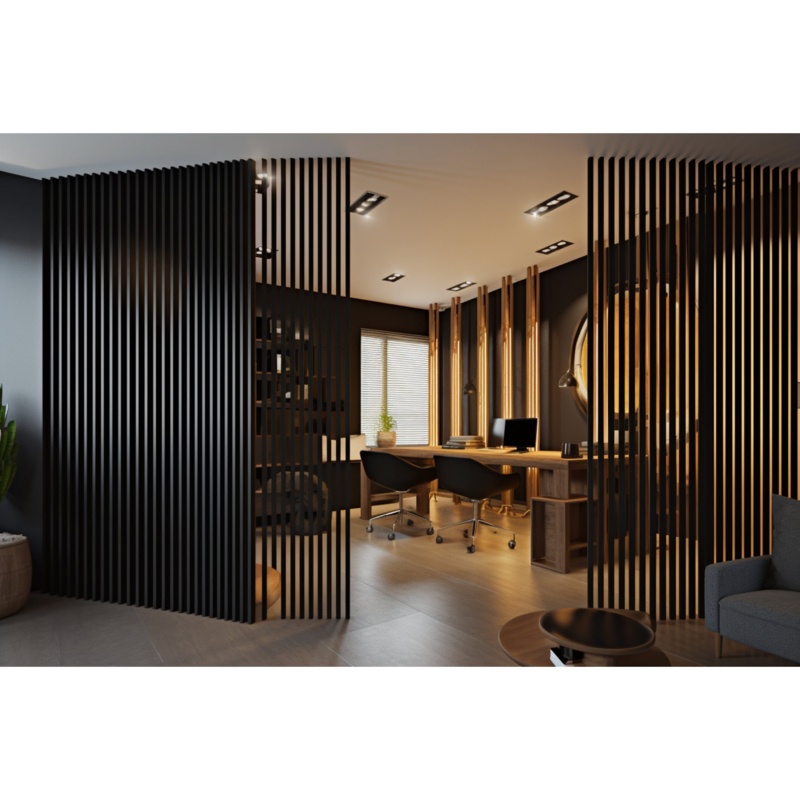106.5" x 4" Wood and Poly Composite Decorative Privacy Screen Panel Divider