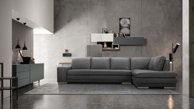 124" Wide Genuine Leather Sofa & Chaise