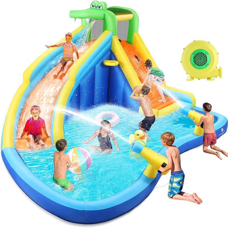 13.1' x 11.4' Inflatable Water Slide with Air Blower