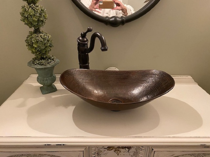17" Oval Roman Copper Vessel Bathroom Sink