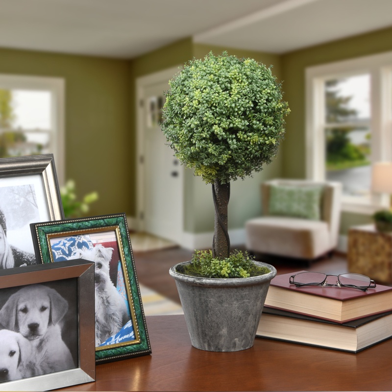18'' Faux Boxwood Topiary in Planter