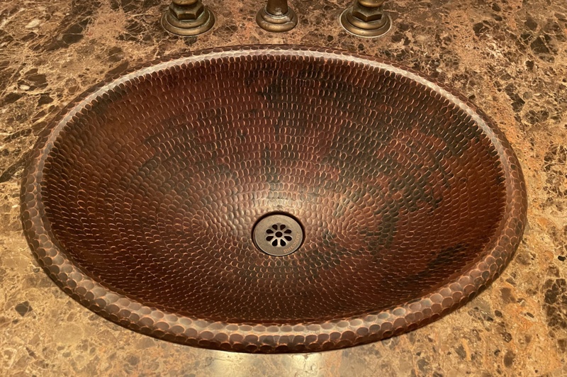 19" Oval Self Rimming Hammered Copper Sink